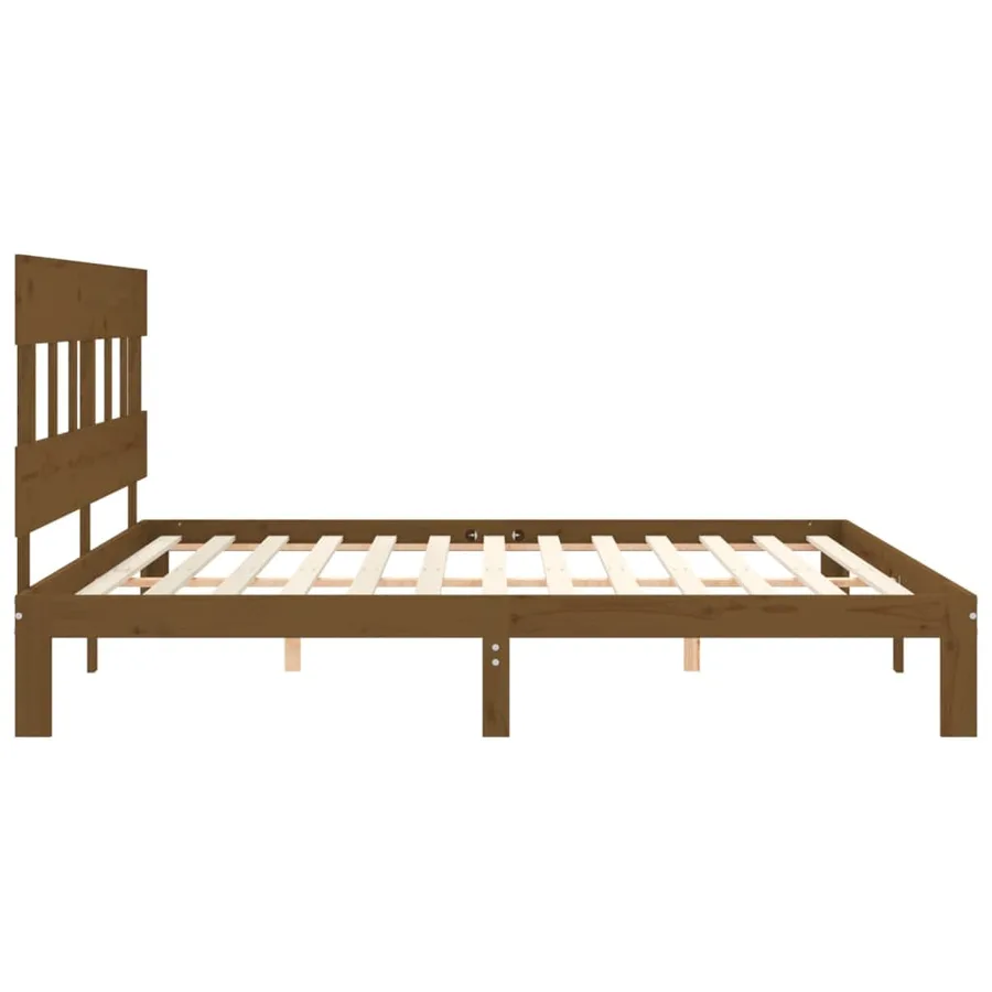 Cadre de lit sans matelas marron miel 200x200cm bois pin massif - 7