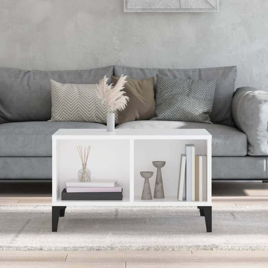 Table basse Blanc 60x50x36,5 cm Bois d'ingénierie - 3