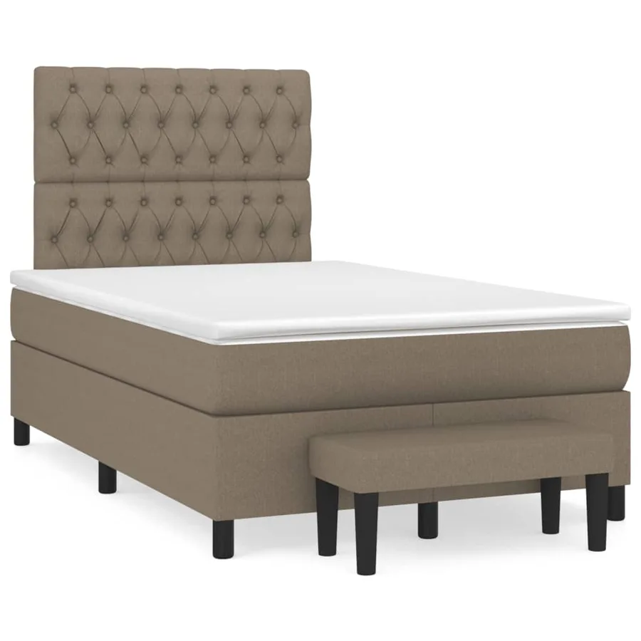 Sommier à lattes de lit avec matelas Taupe 120x200 cm Tissu - 2