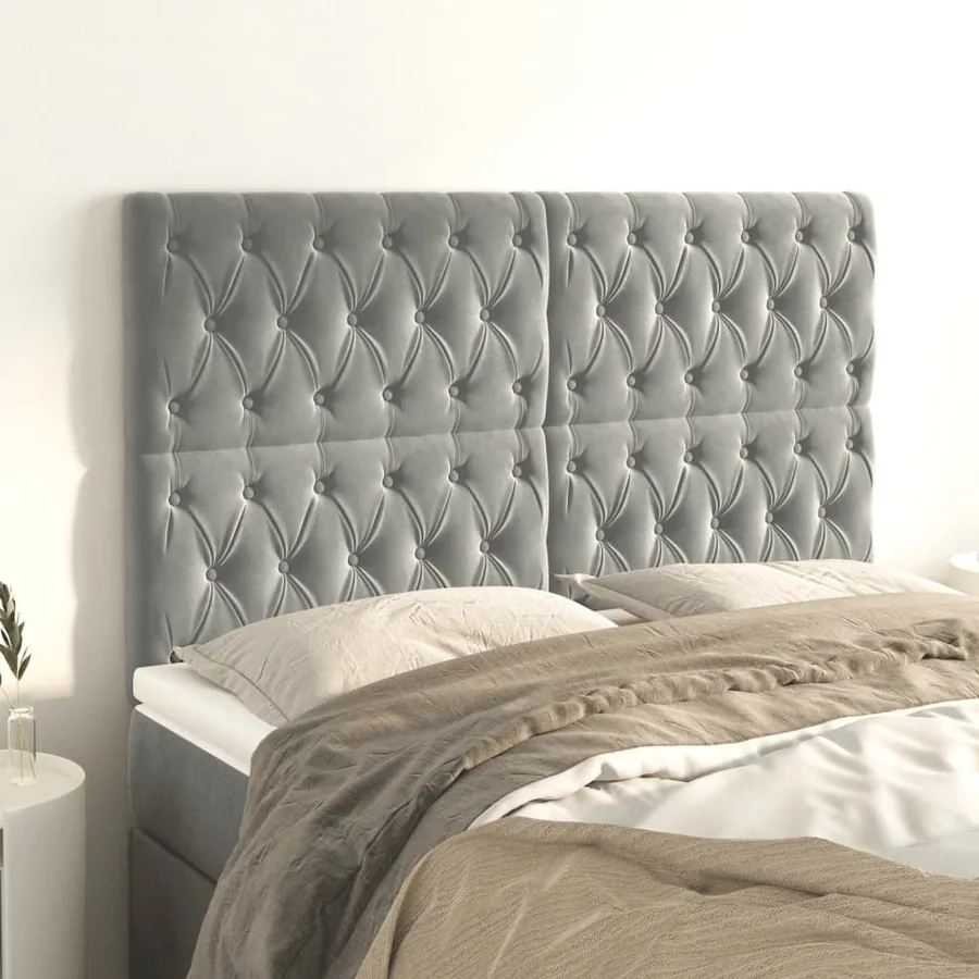 Tête de lit Gris clair 144 x 7 x 118/128 cm Velours