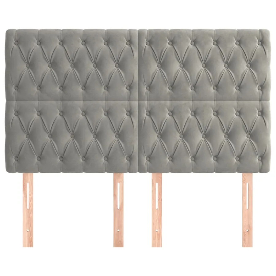 Tête de lit Gris clair 144 x 7 x 118/128 cm Velours - 3