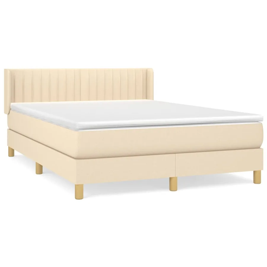 Sommier à lattes de lit avec matelas Crème 140x200 cm Tissu - 2