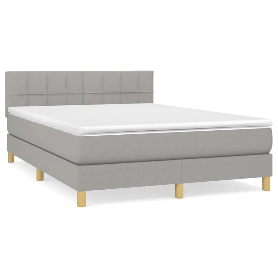 Sommier à lattes de lit avec matelas Gris clair 140x200cm Tissu - 2