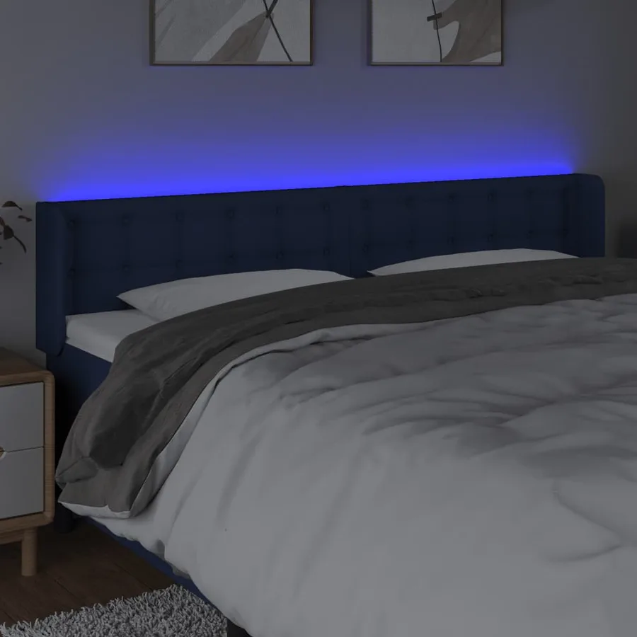 Tête de lit à LED Bleu 183x16x78/88 cm Tissu - 4