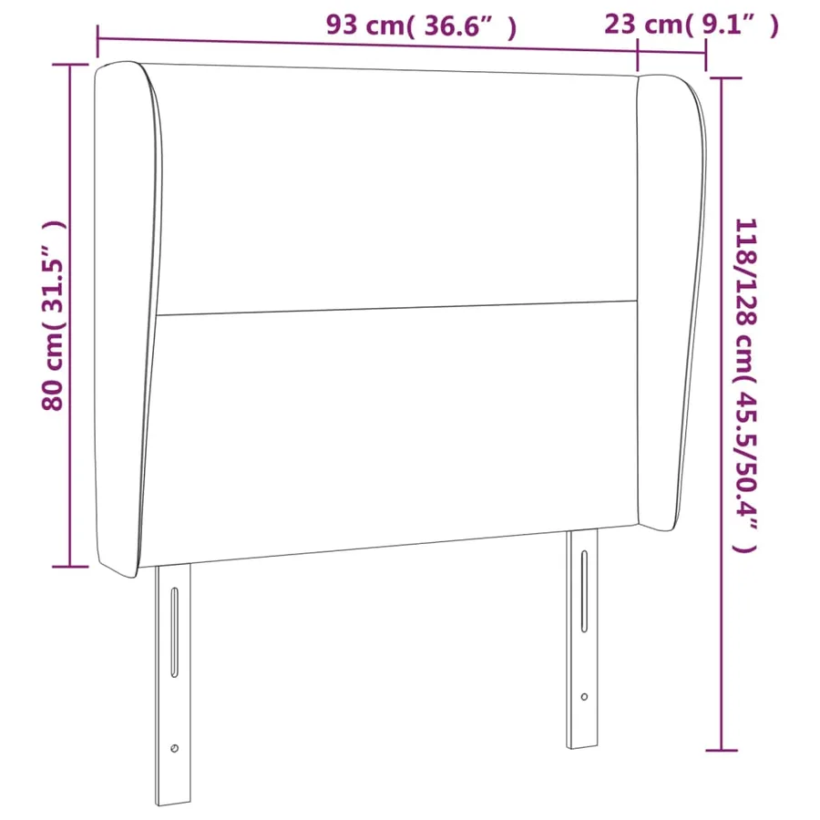 Tête de lit avec oreilles Gris clair 93x23x118/128 cm Velours - 9