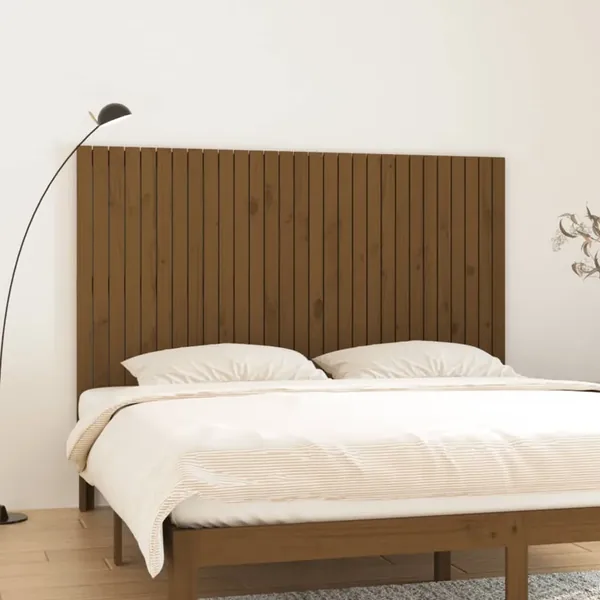 Tête de lit murale Marron miel 185x3x110 cm Bois massif de pin