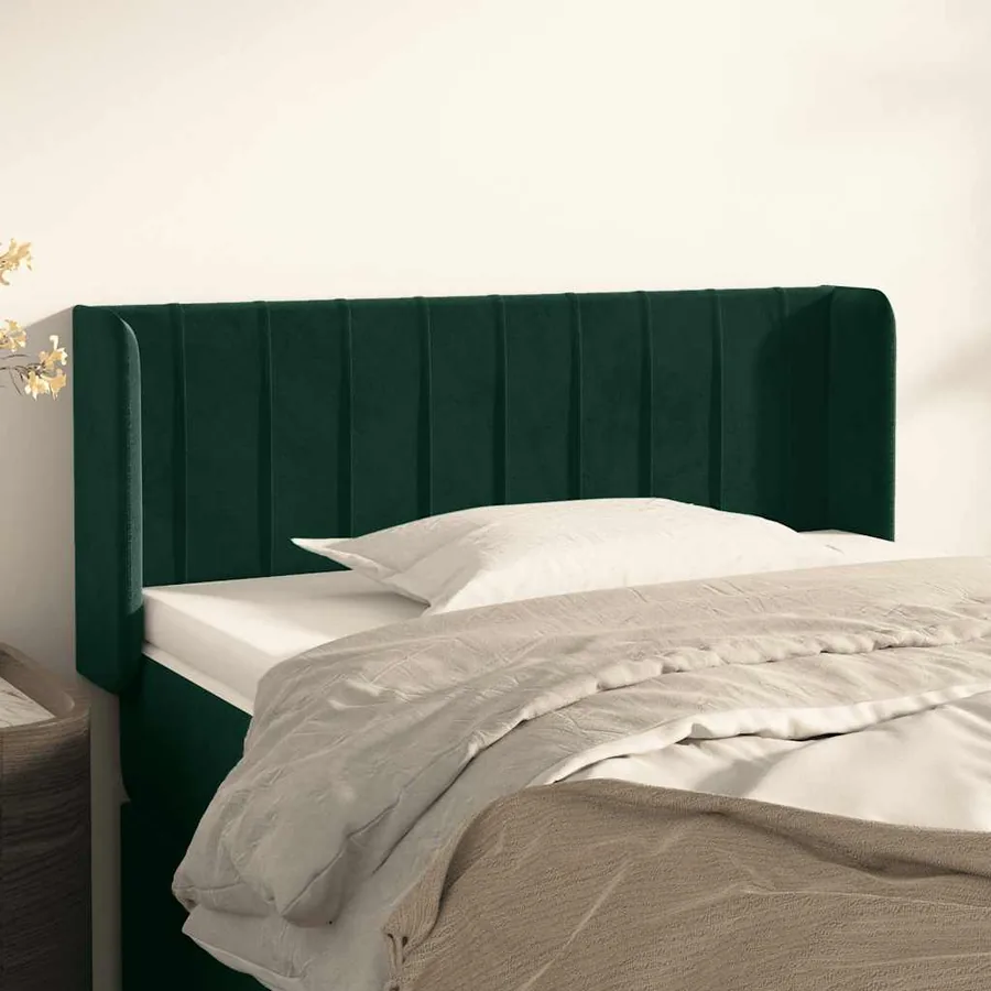 Tête de lit avec oreilles Vert foncé 83x16x78/88 cm Velours