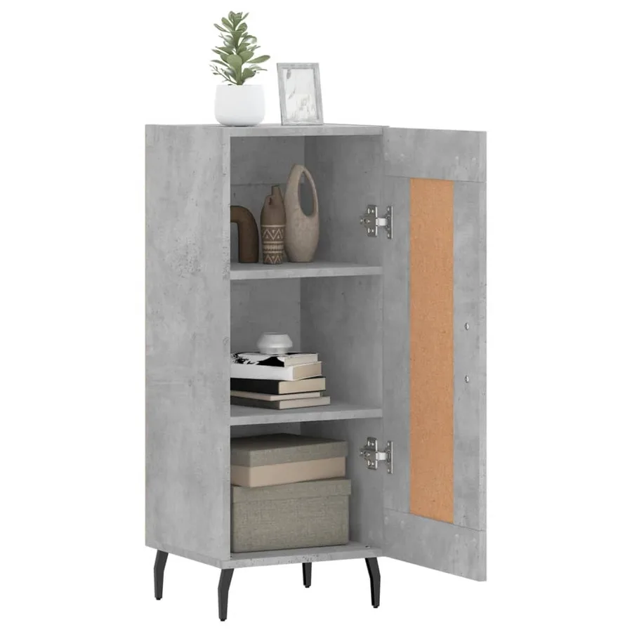 Buffet Gris béton 34,5x34x90 cm Bois d'ingénierie - 4