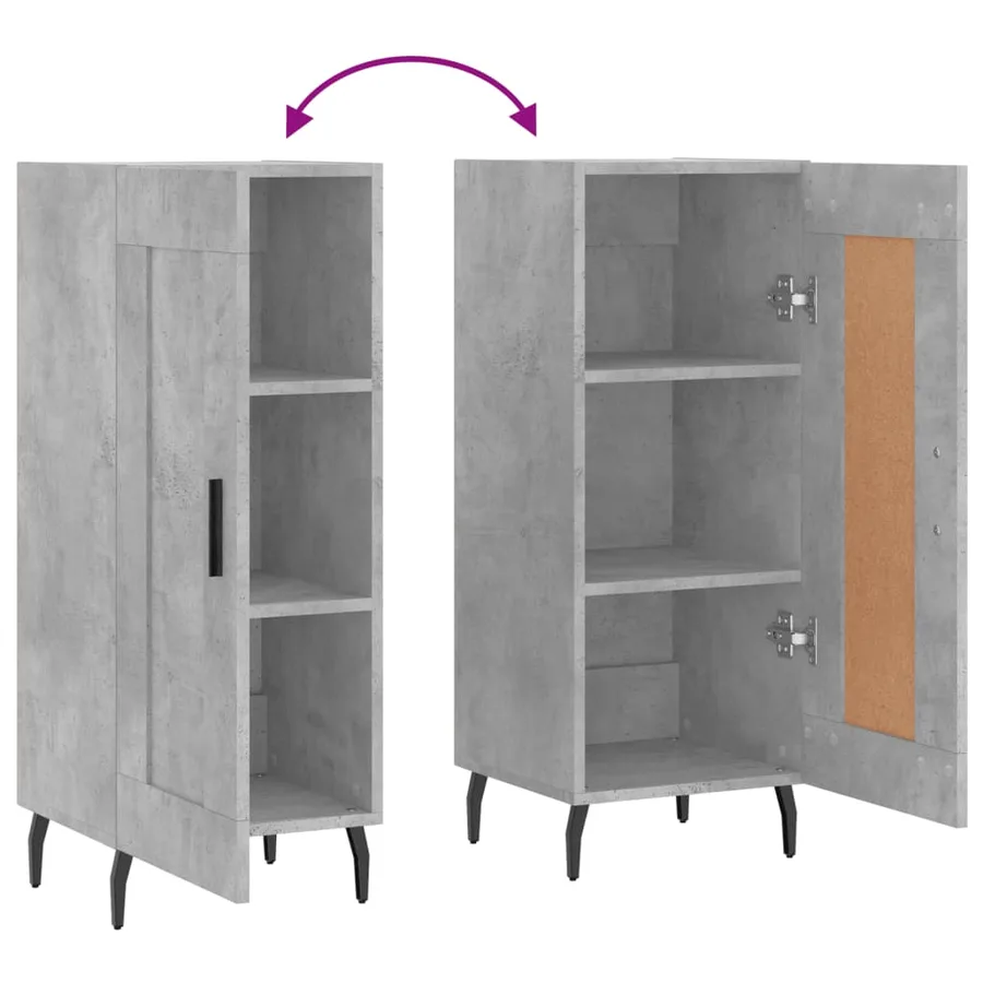 Buffet Gris béton 34,5x34x90 cm Bois d'ingénierie - 9