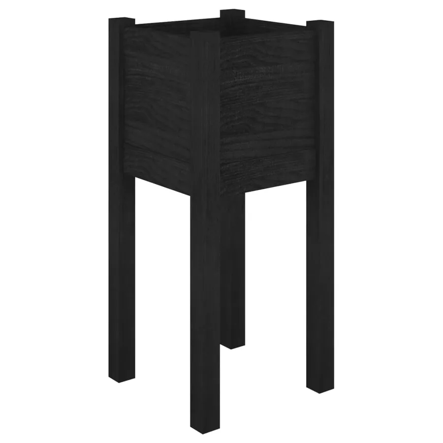 Jardinières d'extérieur 2 pcs Noir 31x31x70 cm Bois de pin - 4