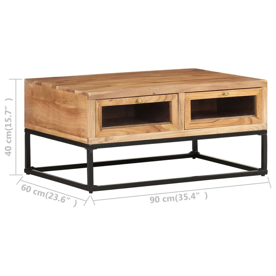 Table basse 90x60x40 cm Bois d'acacia massif - 7