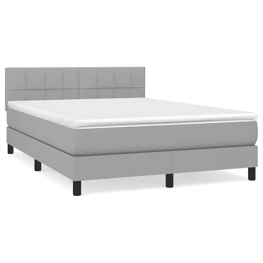 Sommier à lattes de lit avec matelas Gris clair 140x190cm Tissu - 2