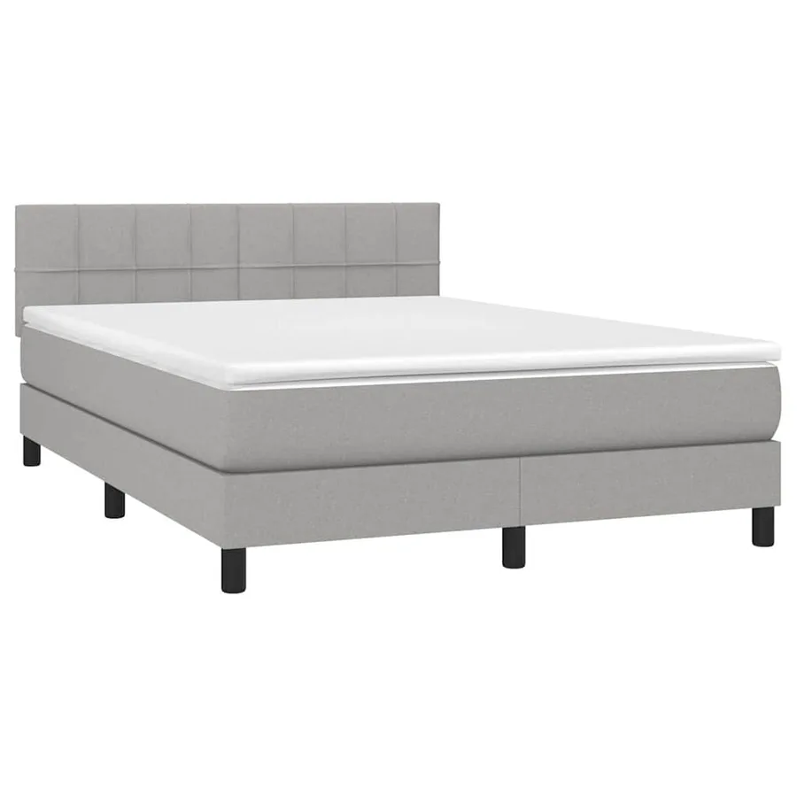 Sommier à lattes de lit avec matelas Gris clair 140x190cm Tissu - 3
