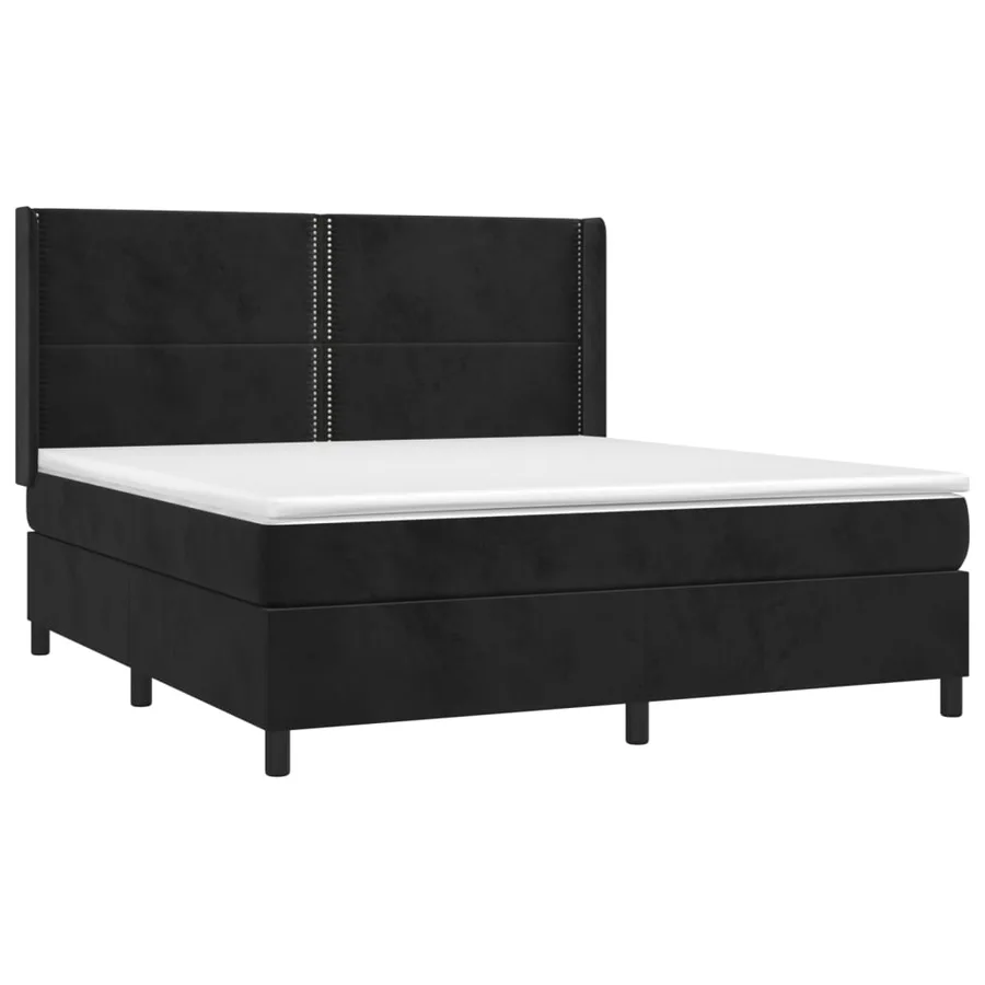 Sommier à lattes de lit avec matelas Noir 180x200 cm Velours - 3