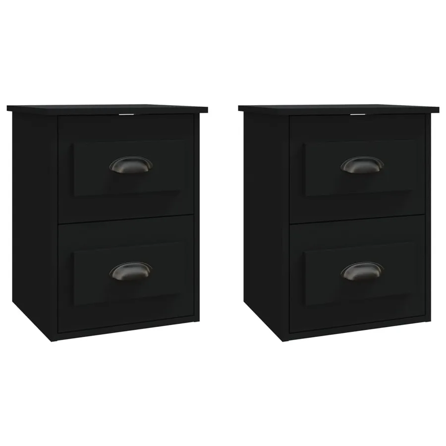 Tables de chevet murales 2 pcs noir 41,5x36x53 cm - 2