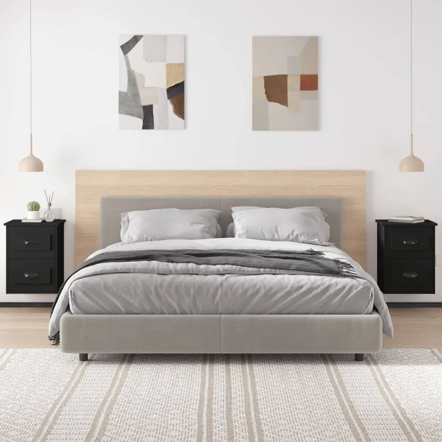 Tables de chevet murales 2 pcs noir 41,5x36x53 cm - 3
