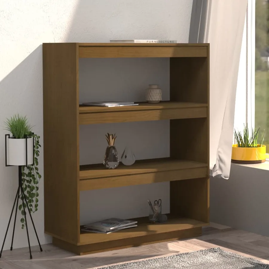 Bibliothèque/Séparateur de pièce Marron miel 80x35x103 cm Pin - 3
