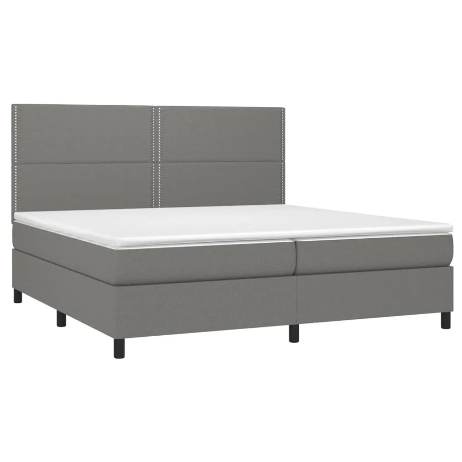 Sommier à lattes de lit et matelas et LED Gris foncé 200x200 cm - 3