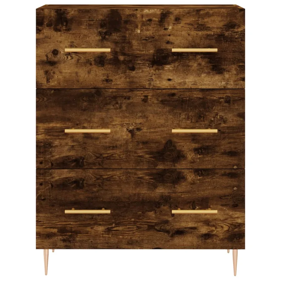 Buffet chêne fumé 69,5x34x90 cm bois d'ingénierie - 5