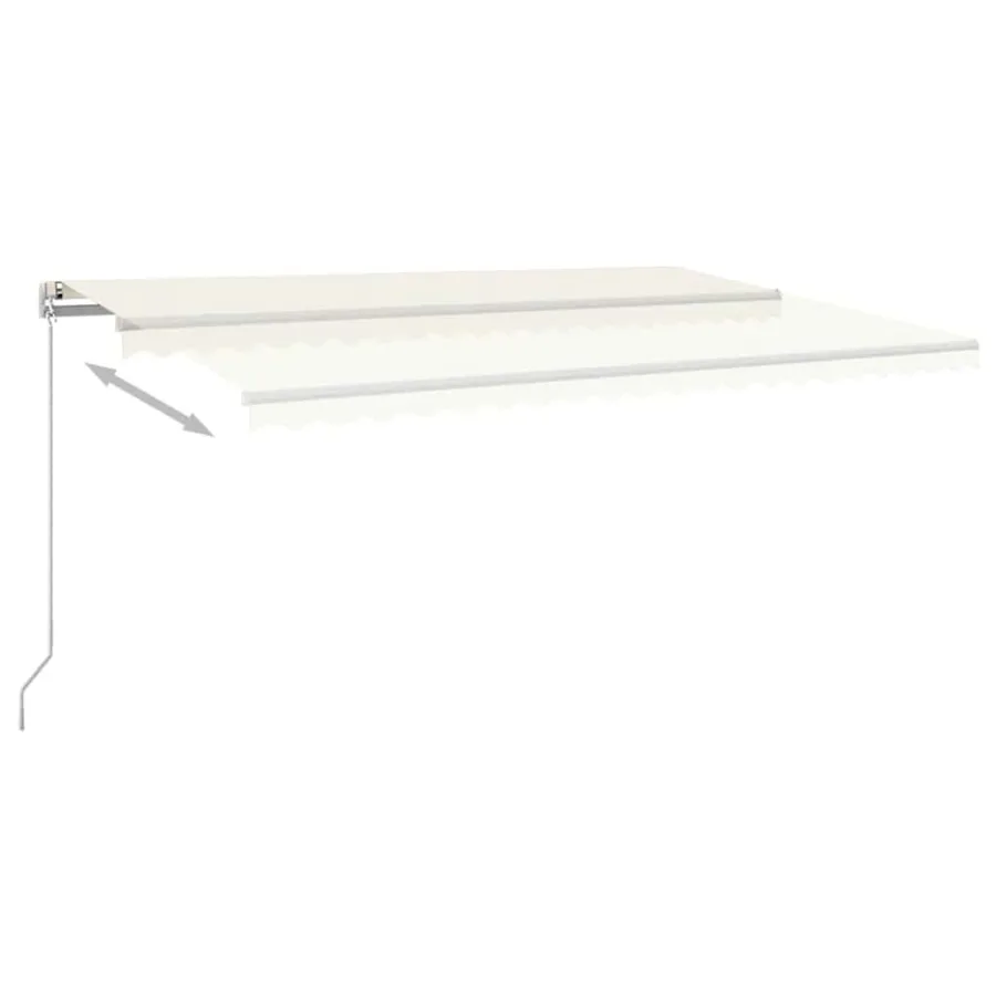 Auvent manuel rétractable avec LED 500x300 cm Crème - 4