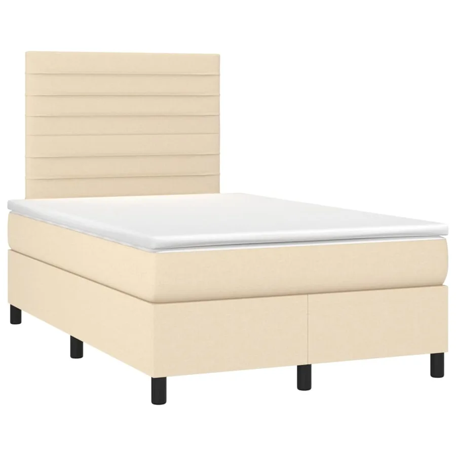 Sommier à lattes de lit et matelas et LED Crème 120x200cm Tissu - 3