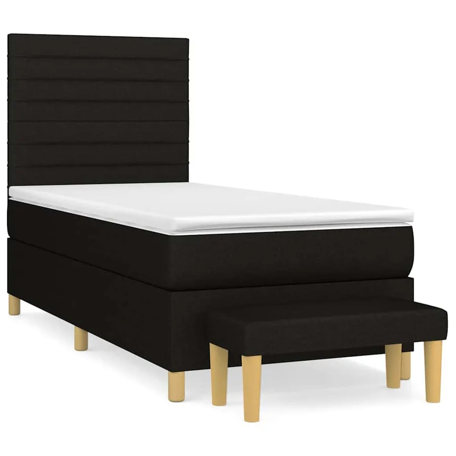 Sommier à lattes de lit avec matelas Noir 100x200 cm Tissu - 2