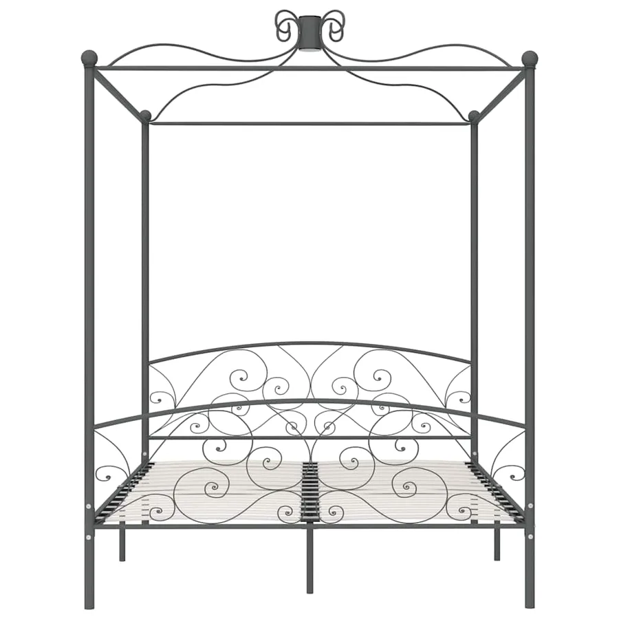 Cadre de lit à baldaquin sans matelas gris métal 180x200 cm - 3