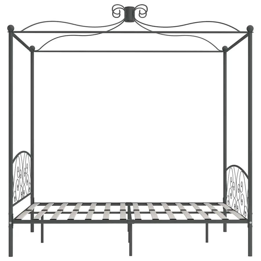 Cadre de lit à baldaquin sans matelas gris métal 180x200 cm - 4