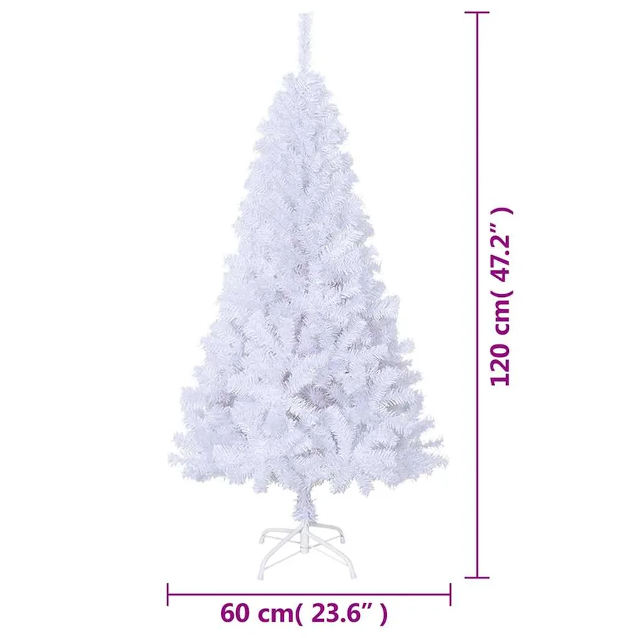 Arbre de Noël artificiel avec branches épaisses blanc 120cm PVC - 7