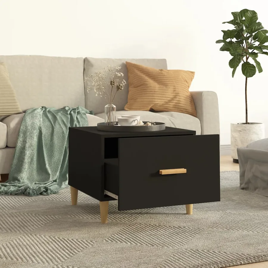 Table basse Noir 50x50x40 cm Bois d'ingénierie - 3