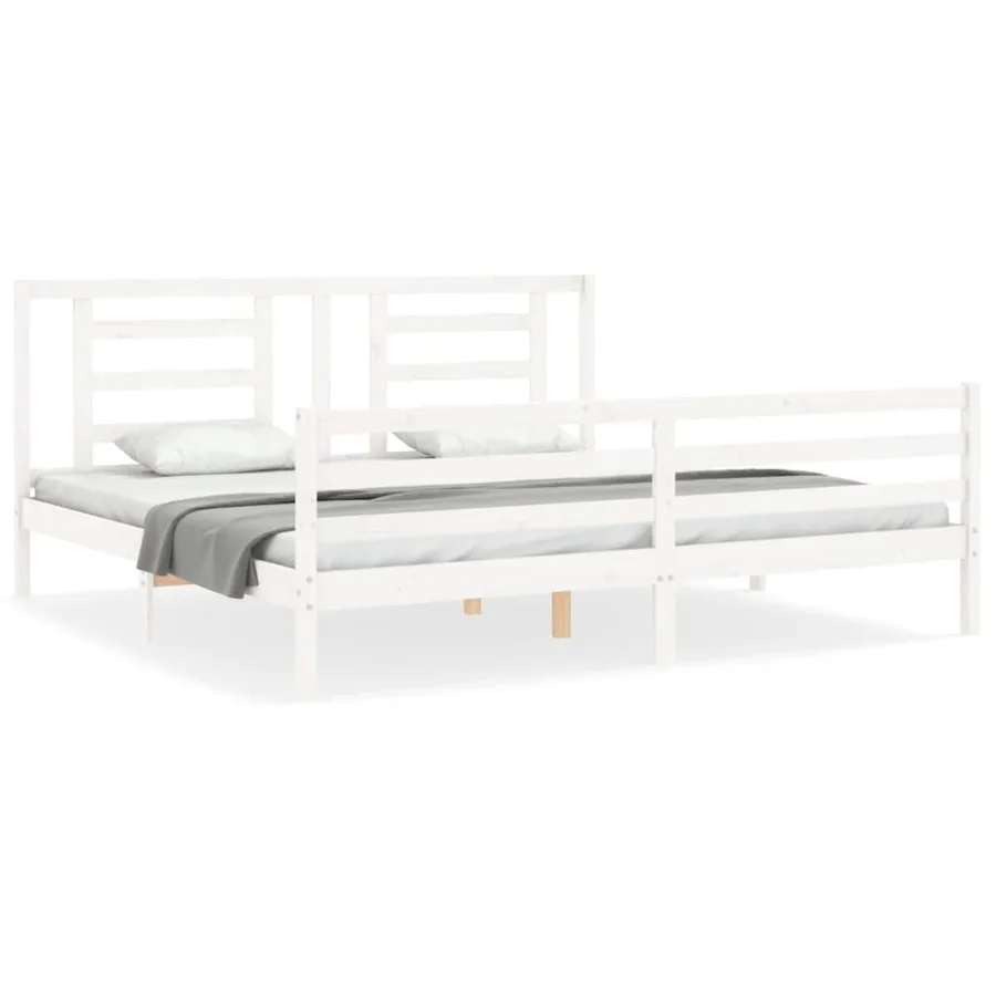 Cadre de lit sans matelas blanc 200x200 cm bois massif - 2