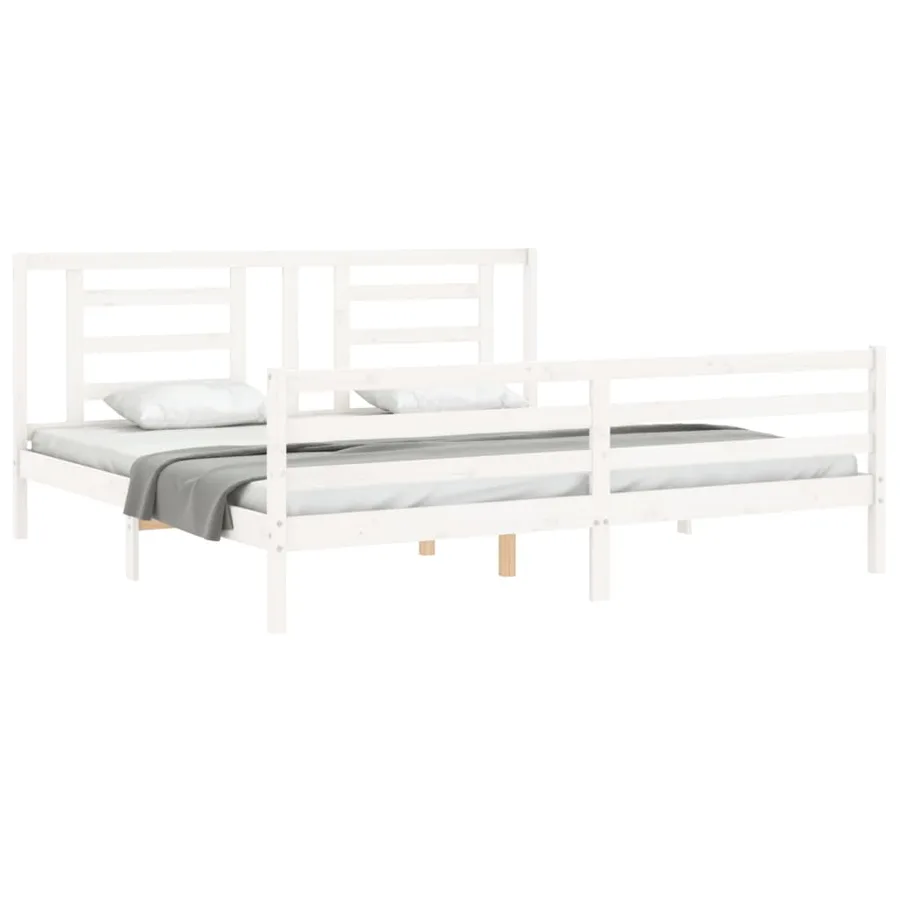 Cadre de lit sans matelas blanc 200x200 cm bois massif - 4