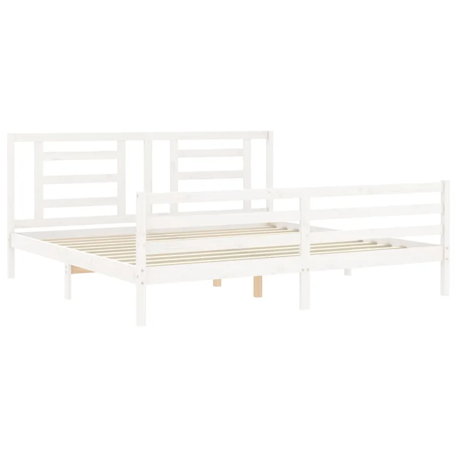 Cadre de lit sans matelas blanc 200x200 cm bois massif - 5