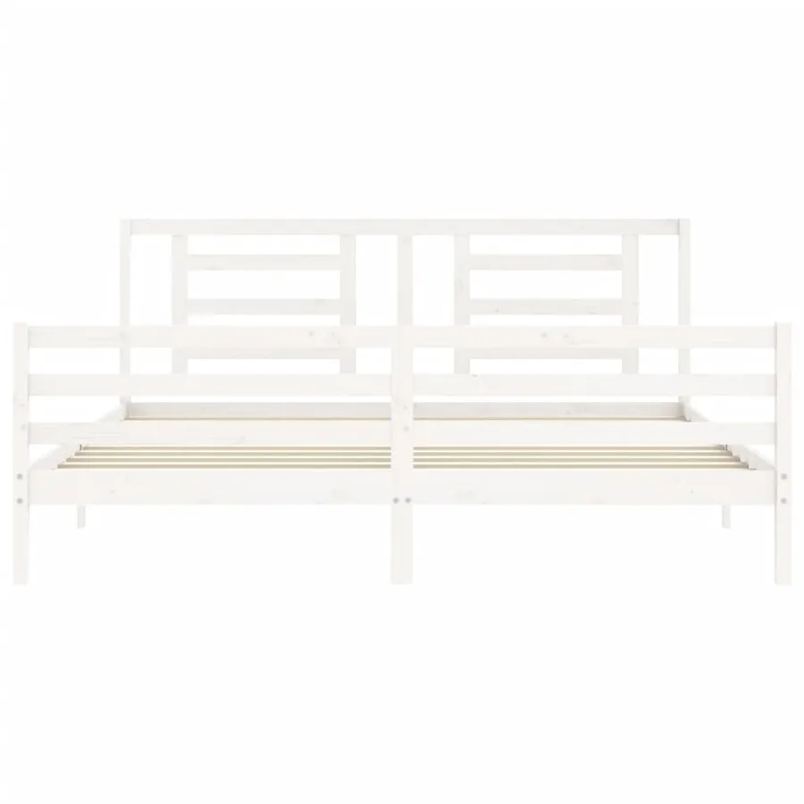 Cadre de lit sans matelas blanc 200x200 cm bois massif - 6