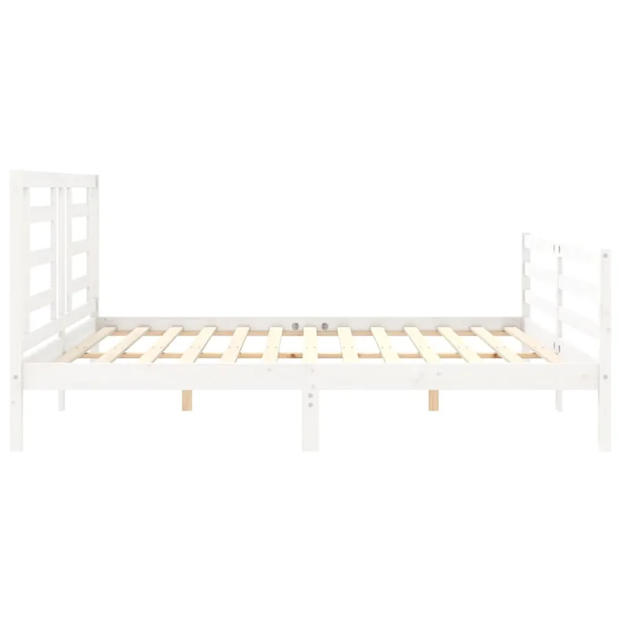 Cadre de lit sans matelas blanc 200x200 cm bois massif - 7