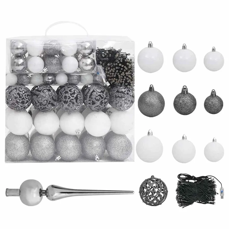 Arbre de Noël artificiel pré-éclairé et boules rose 210 cm PVC - 5