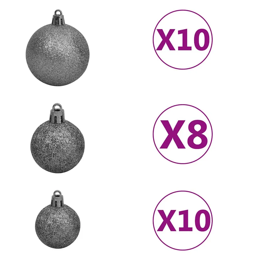 Arbre de Noël artificiel pré-éclairé et boules rose 210 cm PVC - 8