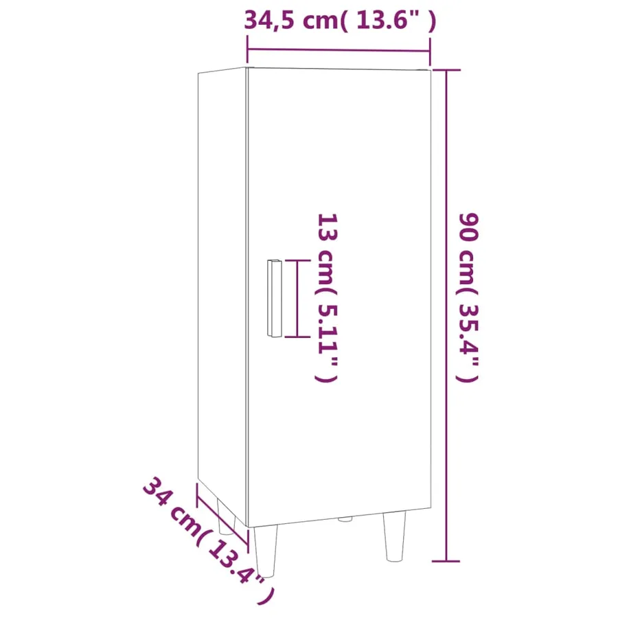 Buffet Gris béton 34,5x34x90 cm Bois d'ingénierie - 10
