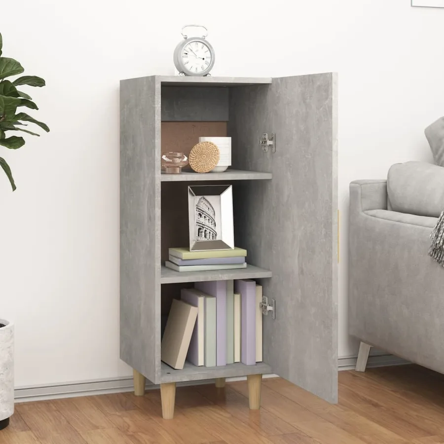 Buffet Gris béton 34,5x34x90 cm Bois d'ingénierie - 3