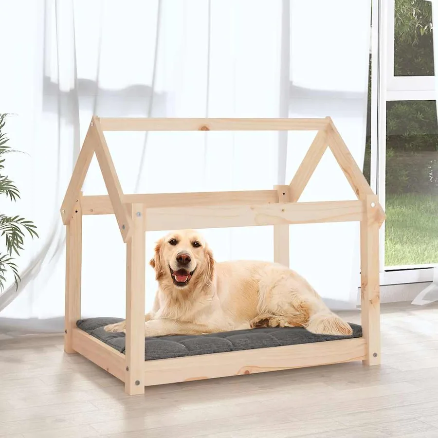 Lit pour chien 81x60x70 cm Bois de pin solide - 3