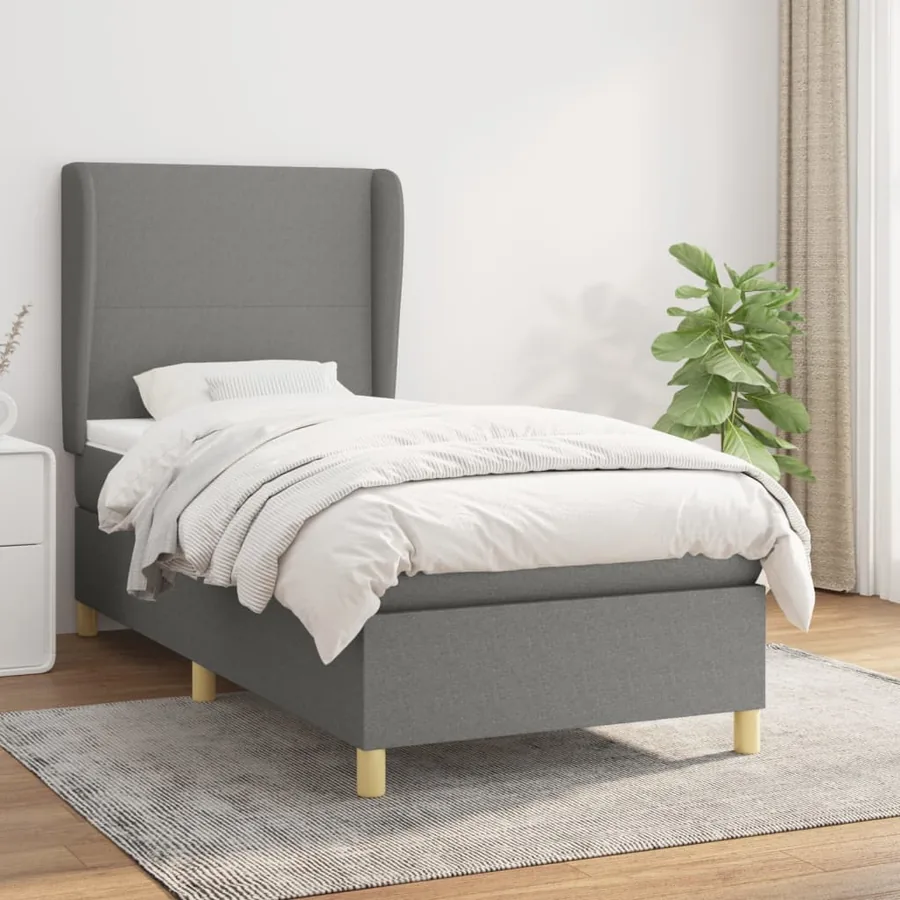 Sommier à lattes de lit avec matelas Gris foncé 80x200 cm Tissu