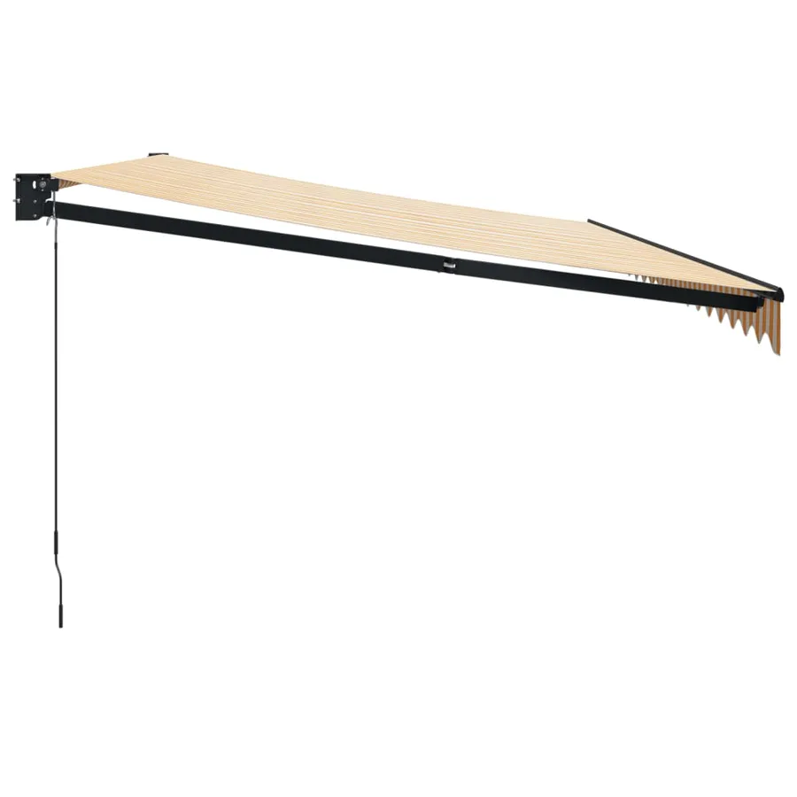 Auvent rétractable jaune et blanc 5x3 m tissu et aluminium - 4