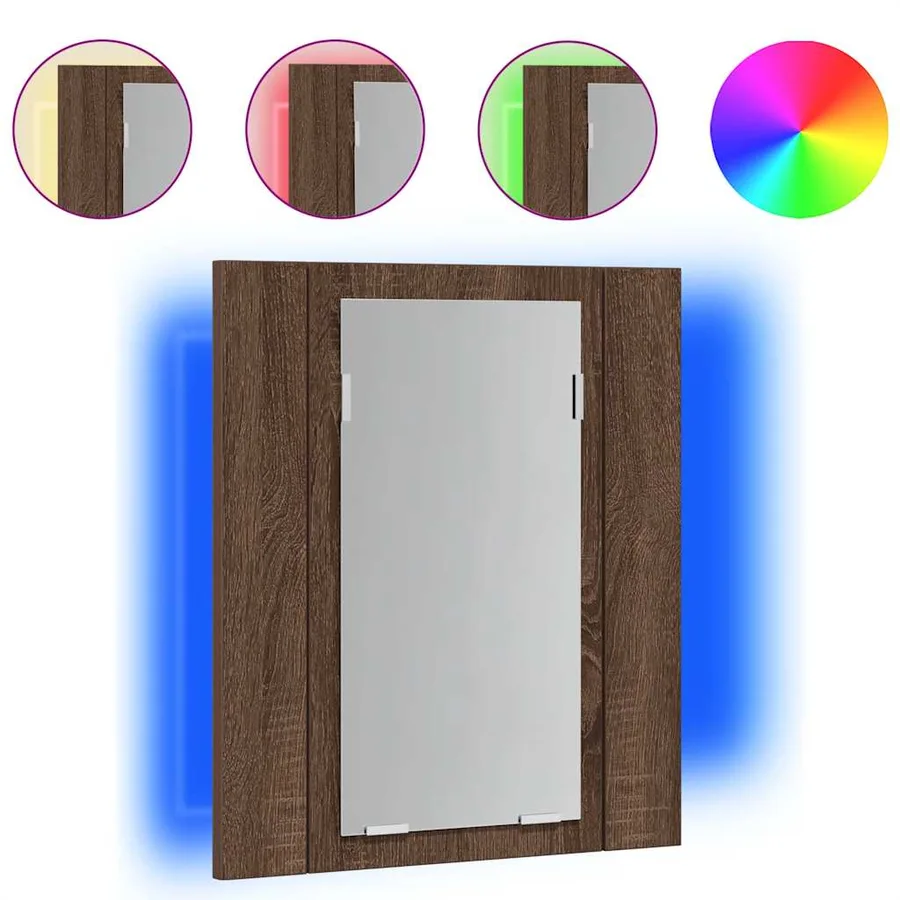 Armoire à miroir LED de salle de bain chêne marron 40x12x45 cm - 2
