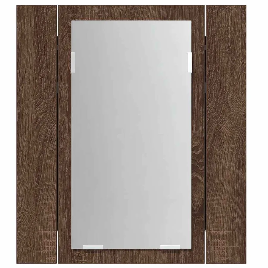 Armoire à miroir LED de salle de bain chêne marron 40x12x45 cm - 6