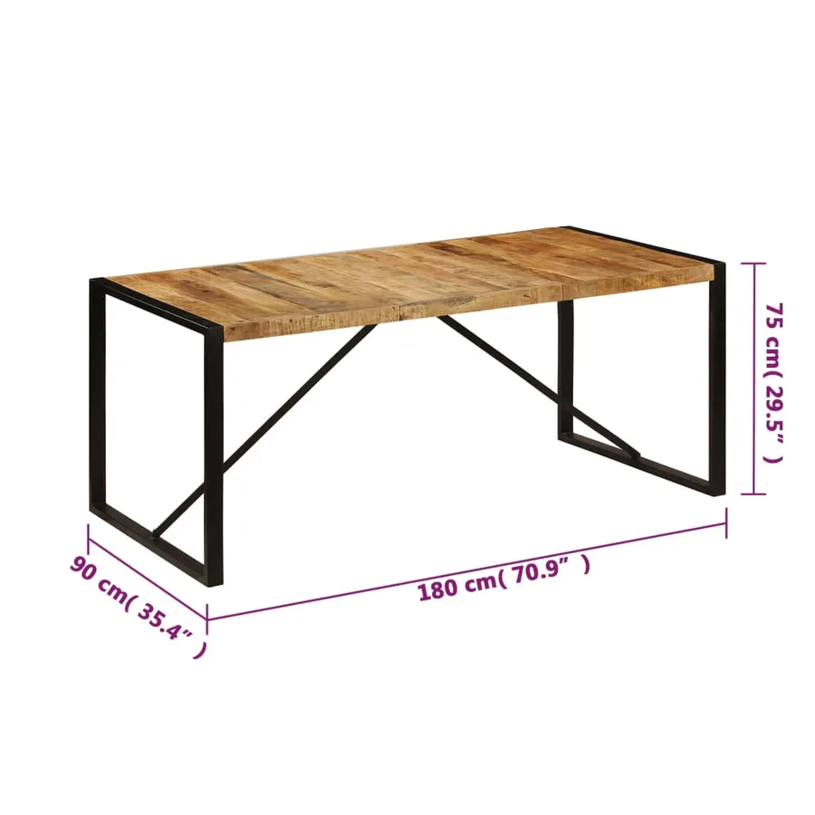 Table à manger 180x90x75 cm Bois de manguier massif - 6