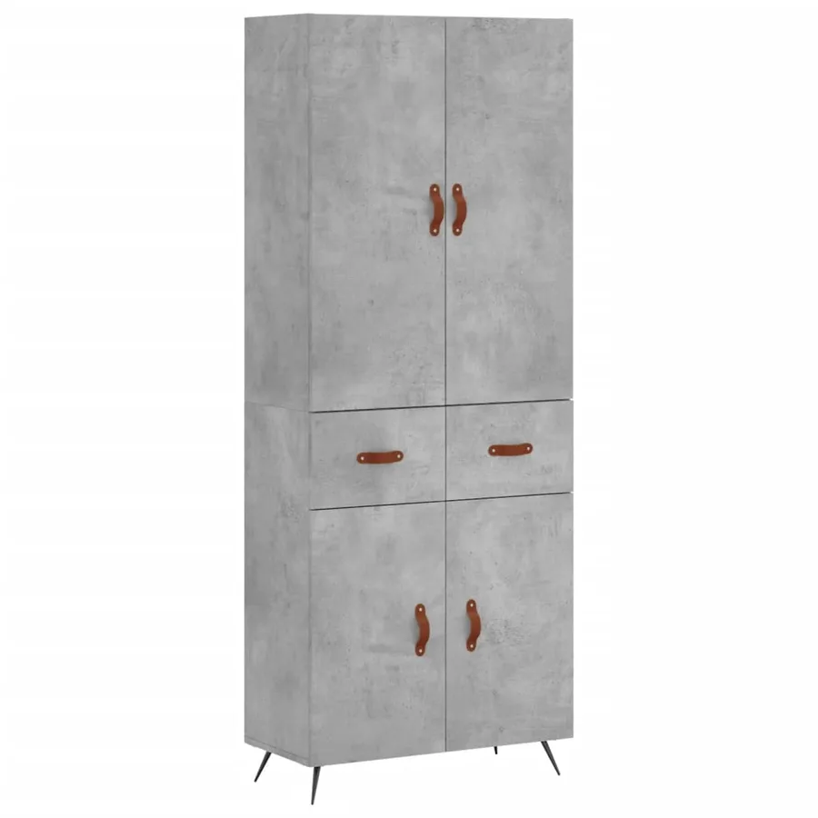 Buffet haut Gris béton 69,5x34x180 cm Bois d'ingénierie - 2
