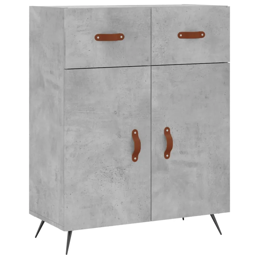 Buffet haut Gris béton 69,5x34x180 cm Bois d'ingénierie - 7