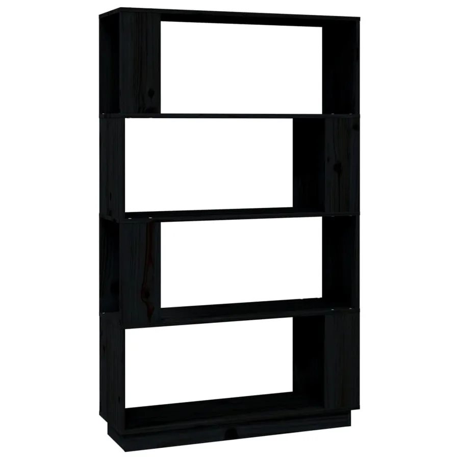 Bibliothèque/Séparateur de pièce Noir 80x25x132 cm Pin massif - 2