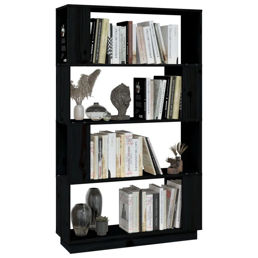 Bibliothèque/Séparateur de pièce Noir 80x25x132 cm Pin massif - 4
