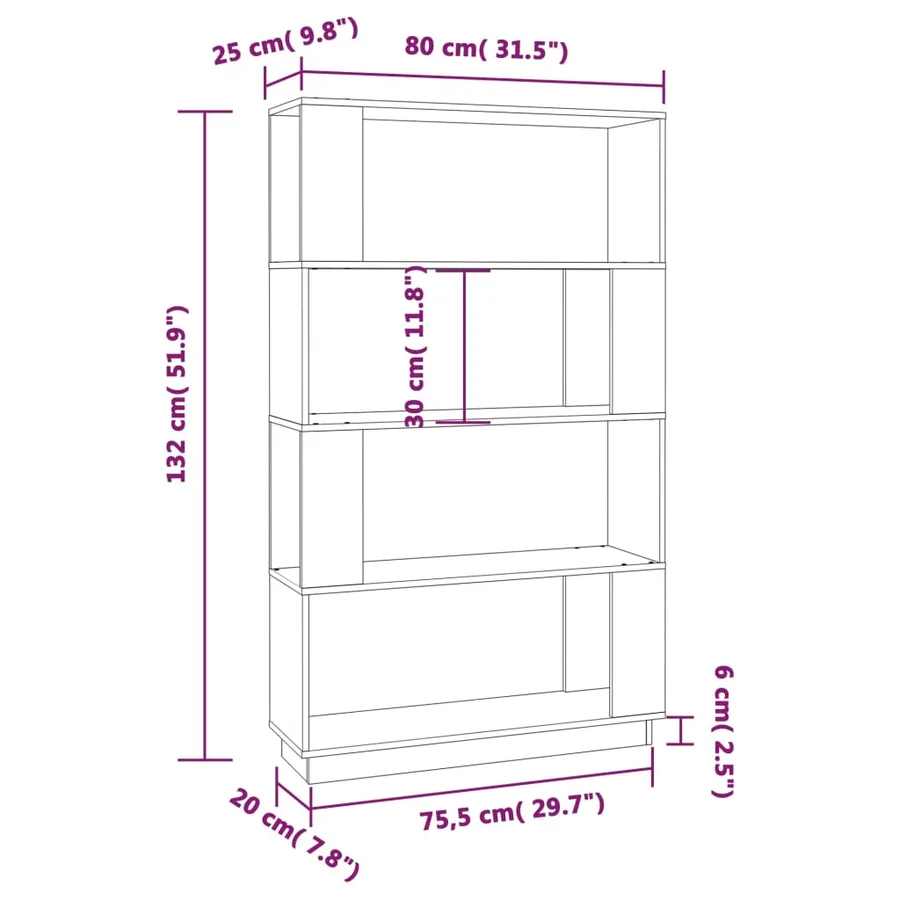 Bibliothèque/Séparateur de pièce Noir 80x25x132 cm Pin massif - 8